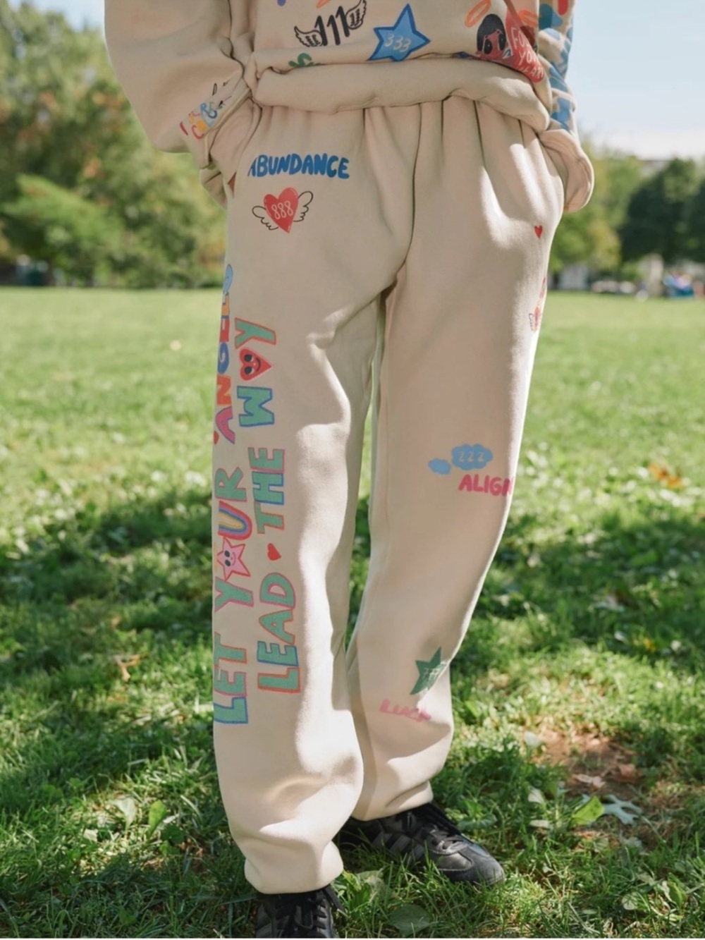 Mayfair Group Angels All Around You Sweatpants in Cream
